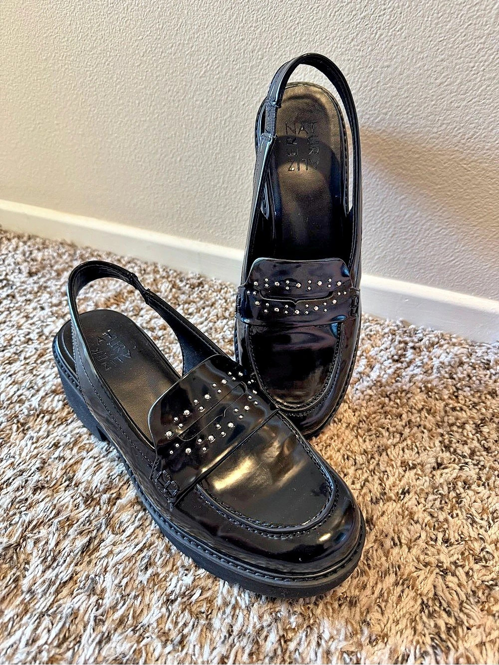 Naturalizer Darry Studded Slingback Heels Black US 7.5 M